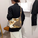 Fashion Bear Print Hit Color Shoulder Bag Women Winter Large Crossbody Bags