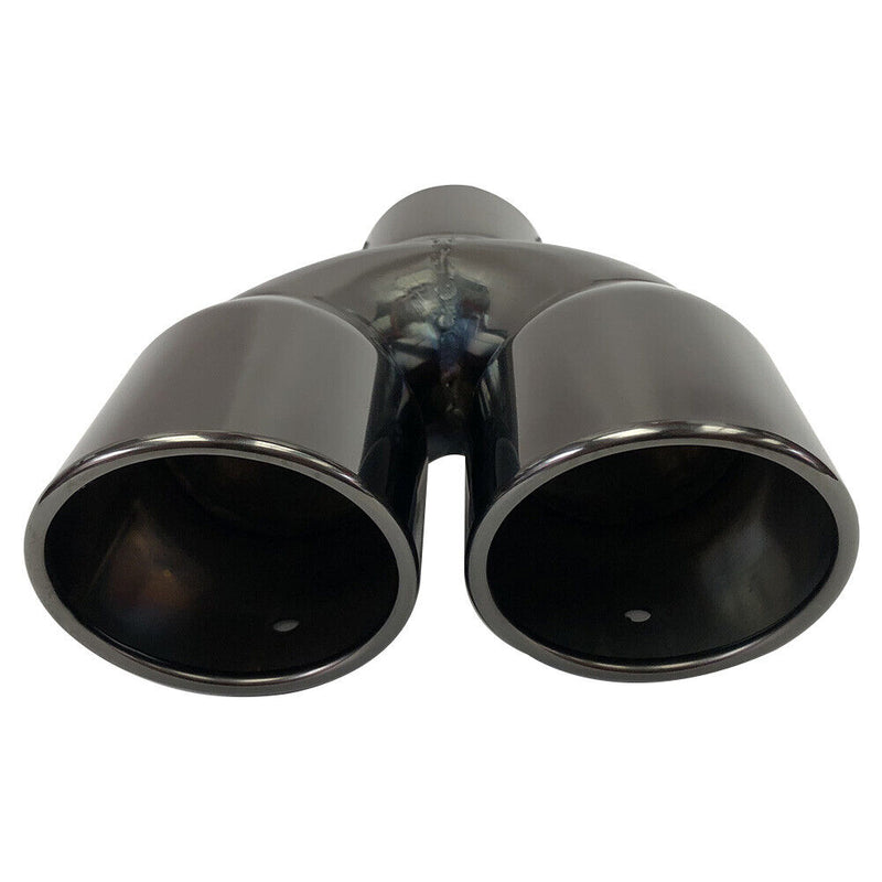 Universal Bolt-on Dual Exhaust Tip Slant Cut Tailpipe Muffler Tip Black Titanium
