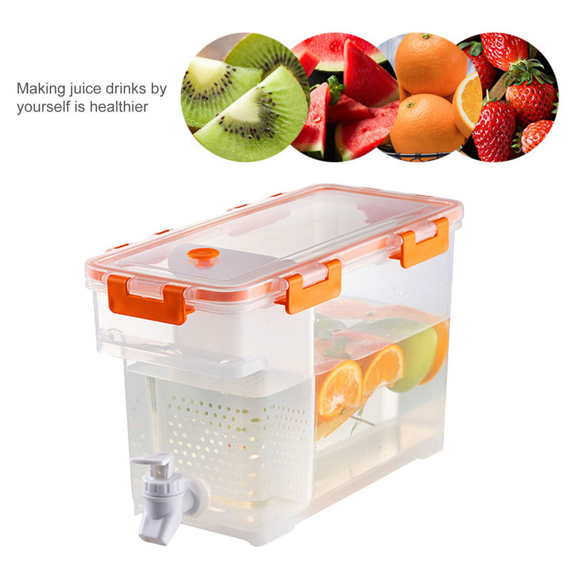 Drink Dispenser Leak-Proof Spigot Clear Storage with Filter Screen (Orange)