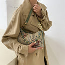 Fashion Women Oil Painting Print Underarm Bag Casual Ladies Small Shoulder Bags
