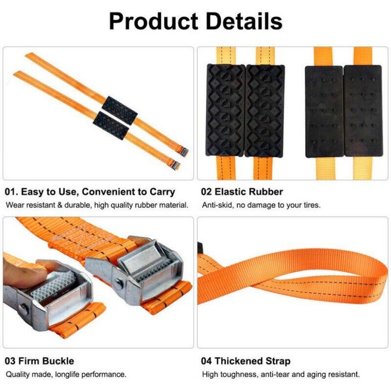 PU Anti-Skid Car Tire Traction Blocks Emergency Snow Mud Sand Tire Chain Straps
