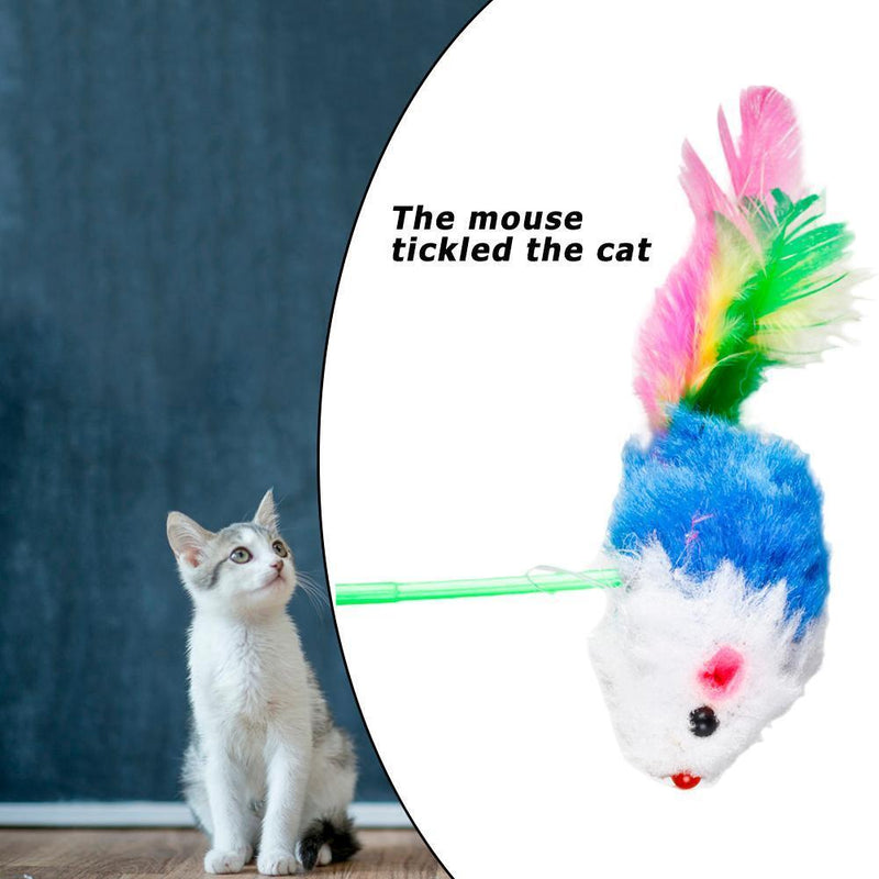 Durable False Mouse Cat Toys Colorful Feather Funny Playing Toys for Pets Kitten
