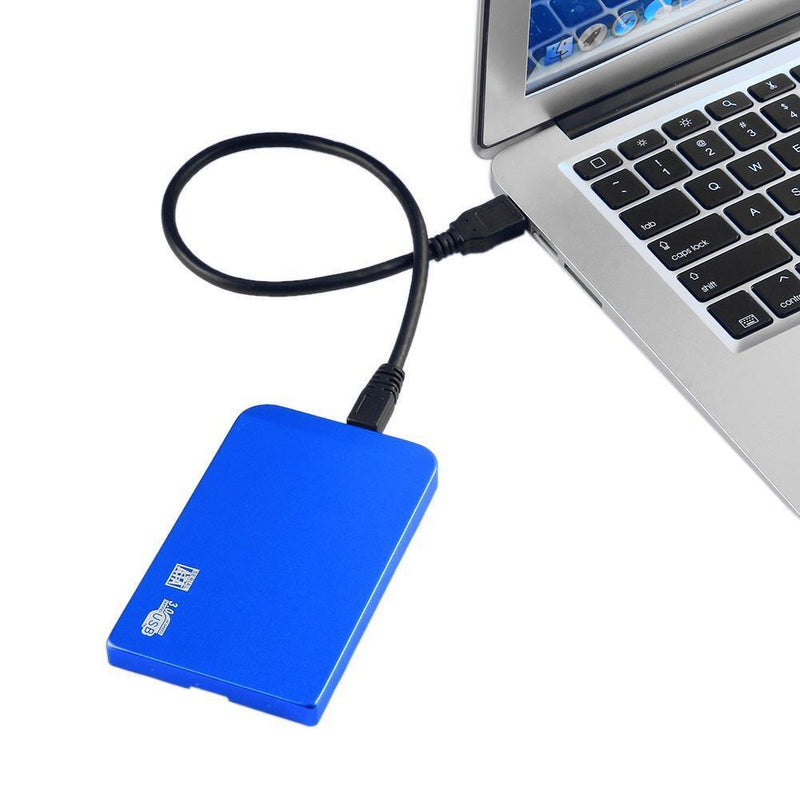 Ultra Thin 2.5in USB3.0 SATA SSD HDD Hard Drive Case Aluminum Box (Blue)