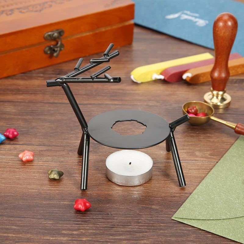 Retro Deer Shape Wax Seal Stamp Wood Frame Fire Wax Melting Waxing Furnace Stove
