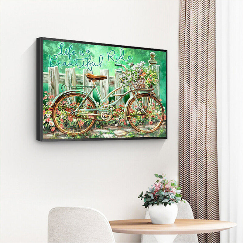 Handmade Bicycle in Garden 5D DIY Full Round Drill Drawing Kit Diamond Painting