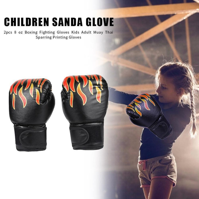 2pcs Boxing Fighting Gloves Kids Muay Thai Sparring Kickboxing Flame Gloves