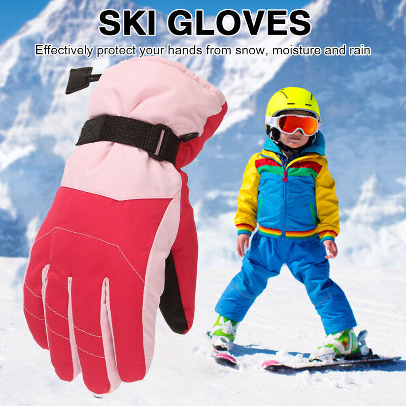 2pcs Warm Ski Gloves Outdoor Thermal Full Finger Mittens for Children Boys Girls