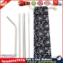 3/5pcs Reusable Metal Bent Straight Drink Straw Clean Brush Pouch Tool (A) Newly