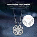 Women Long Necklace Heart Shaped & Four Leaf Grass Convertible Pendant Neckla