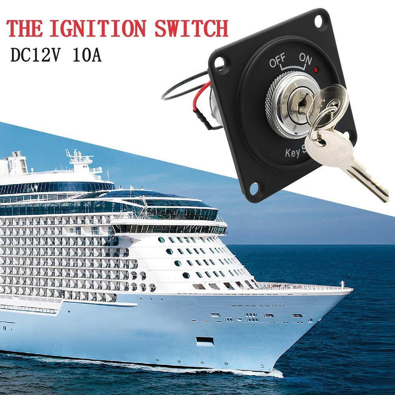 ON/OFF 2 Position Key Switch DC 12V 10A Marine Boat Ignition Switch with 2