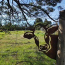 Garden Ornament Rusty Animal Scout Stakes Metal Silhouette Statue (Cow) Newly