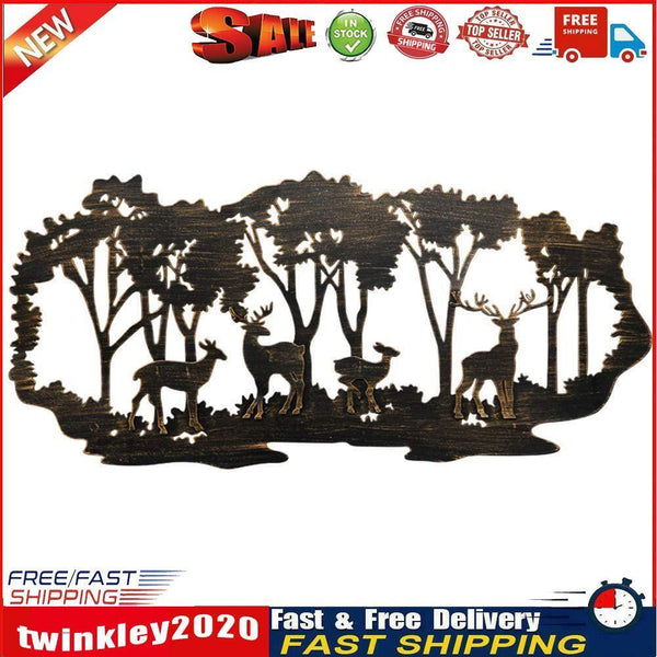 Metal Iron Forst Deer Silhouette Art Pendant Craft Garden Home Wall Decor Newly