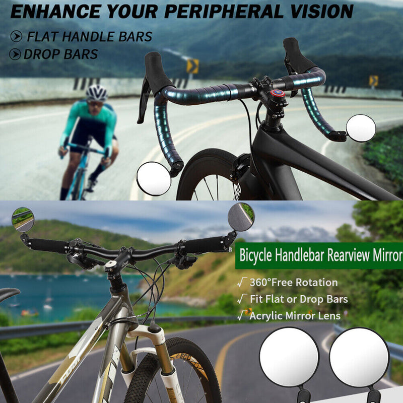 MTB Bike Rearview Mirror Bicycle Adjustable Handlebar Convex Rear View Mirrors