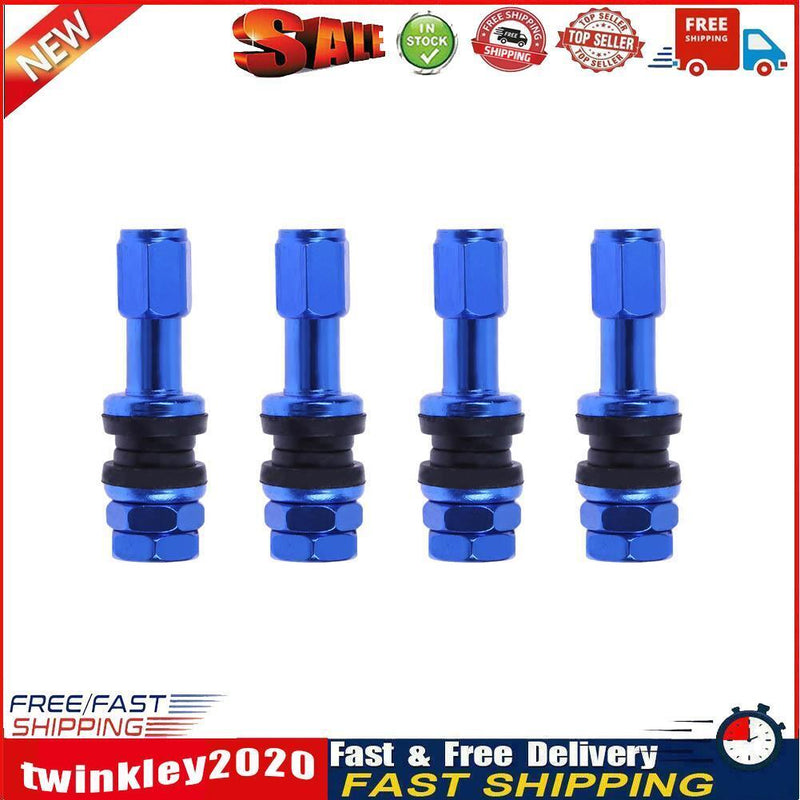 4pcs Car Stainless Steel Clamp-in Tubeless Tyre Tire Wheel Valves (Blue) Newly