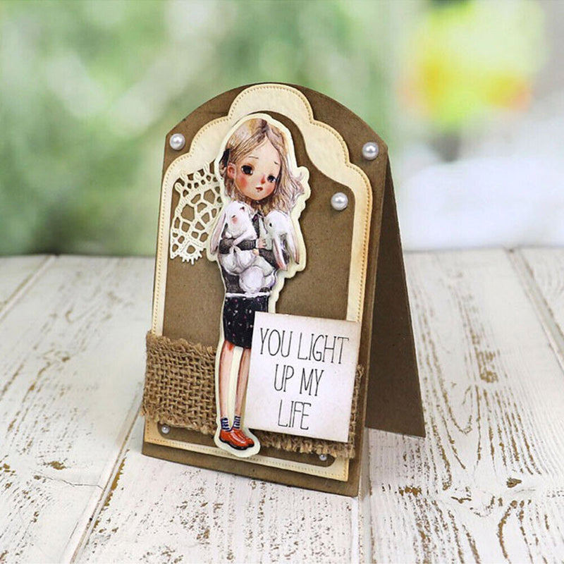 Metal Cutting Dies Stencils + Paper Cards Girl Rabbit DIY Gift Card Decor Craft