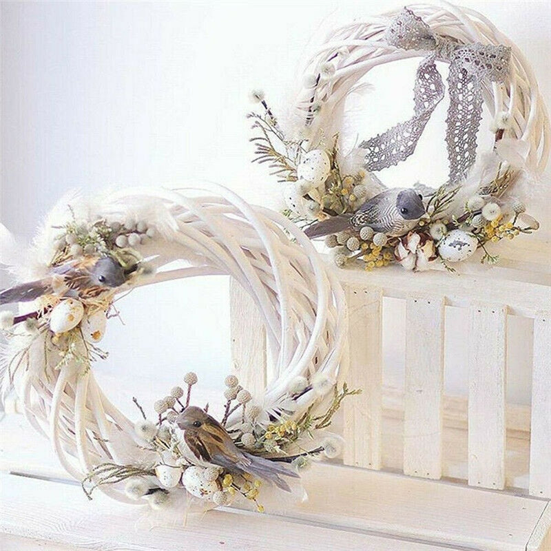 Decorations White Wreath Christmas Rattan Ring Garland Hanging Wreath Wicker
