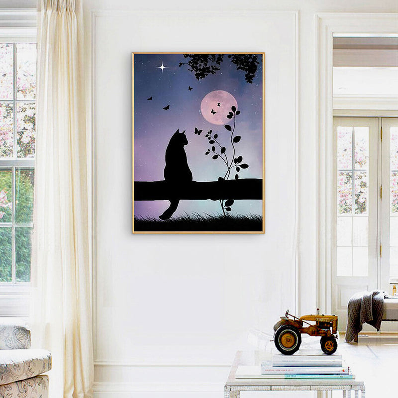 Diamond Painting 5D Moon Cat DIY Full Round Drill Mosaic Decoration Handwork Kit