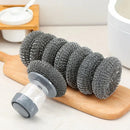 Soap Dispenser Palm Brush Steel Wire Scrubber Kitchen Dishwashing Brush (B)