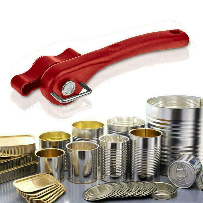Red Manual Can Opener Safe Cut Lid Edge Smooth Side Q4N3 Professional G8V4
