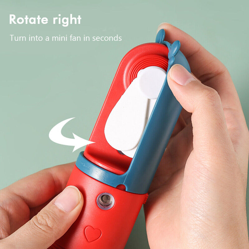 #A Portable Water Spray Mist Fan Humidification Handheld Fan for Home Office Sch