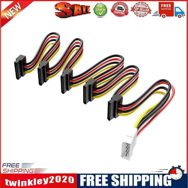 1 to 5 SATA Power Cable Adapter Splitter Cable Hard Drive Power Supply Cord