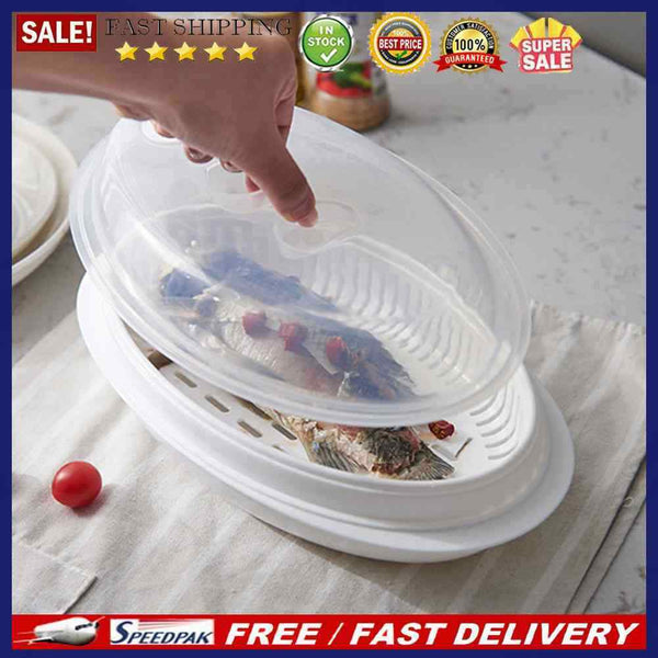 Fish Bowl Steamer Plate Microwave Oven Fish Steam Roaster Kitchen Cookware Tool
