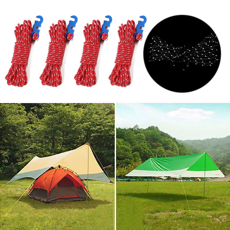 4x Tent Paracord Cord Outdoor Camping Windproof Wind Rope Buckle (Red)