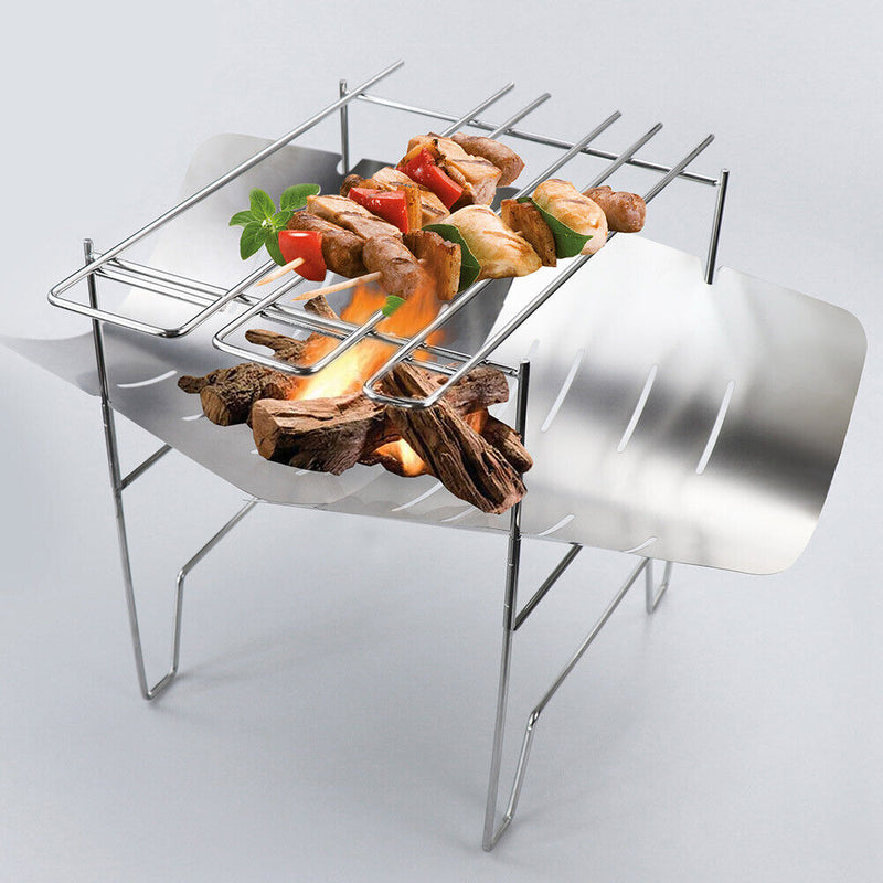 Mini Portable Folding BBQ Grill Outdoor Barbecue Net Firewood Camping Stove Rack