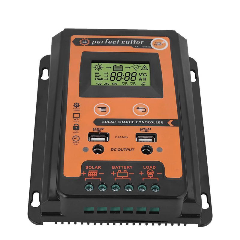 30 Amp MPPT LCD Solar Charge Controller Regulator 12V 24V with Dual USB Output