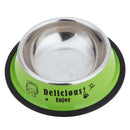 Stainless Steel Anti-skid Dog Cat Food Water Bowl Pet Feeding Tool Green
