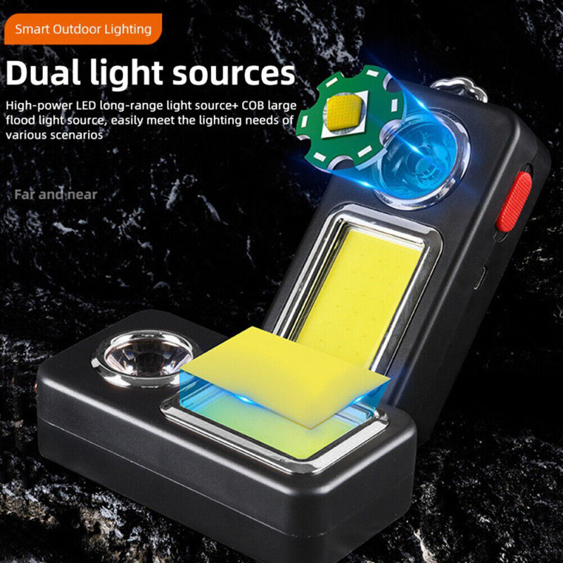 Solar Powered USB Rechargeable COB LED Flashlight Torch Waterproof Working