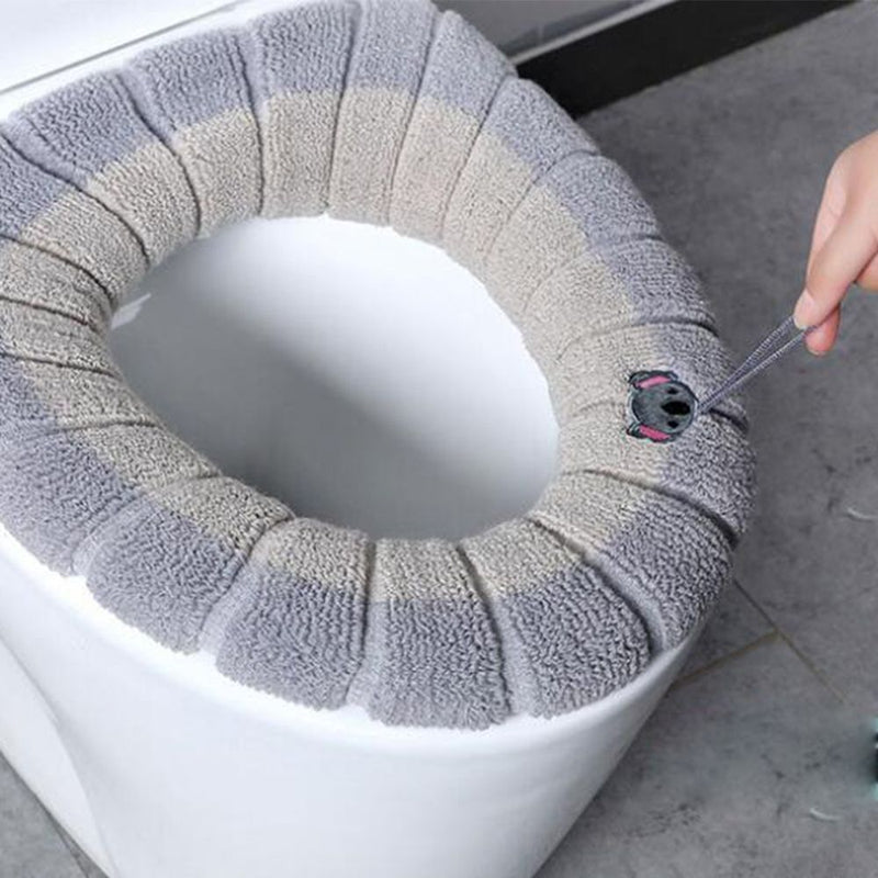 Winter O-Shaped Warmer with Handle Pad Cushion Toilet Seat Cover Closestool Mat