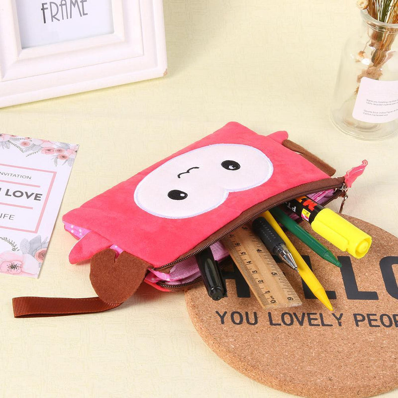 Cute Animal Pattern Pen Bags Kids Boys Girls Student Pencil Bags (Pink)