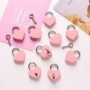 Suitcase Cabinet Door Lock Pink Romantic Key Heart Shape Padlock Lock with Key