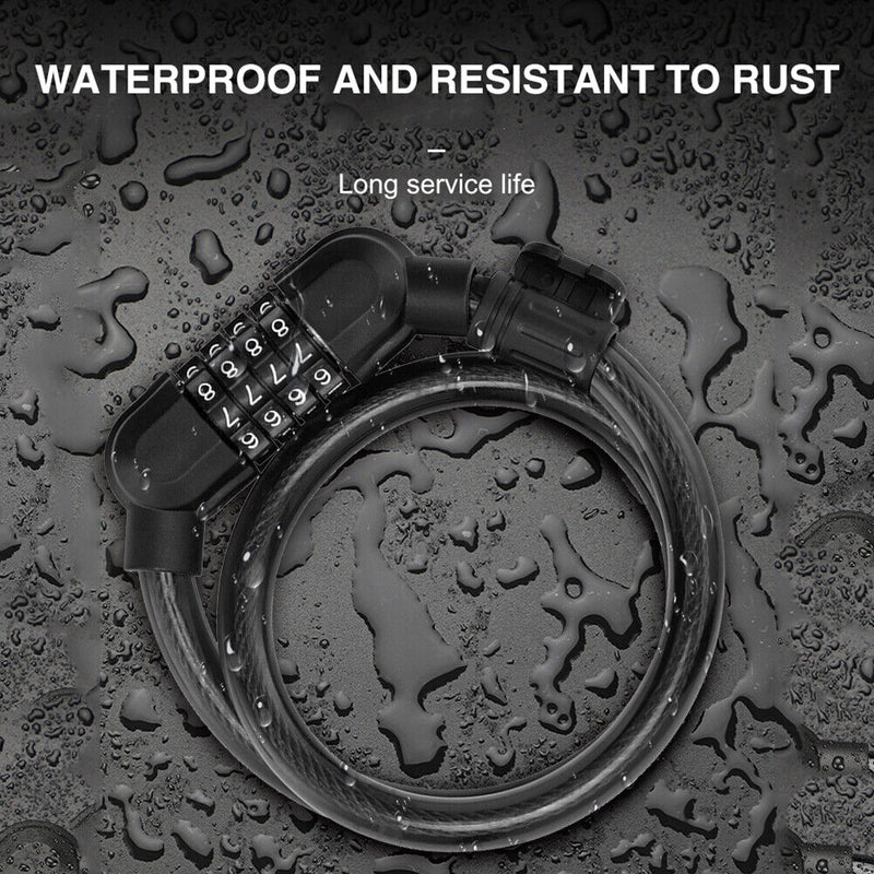 MTB Bicycle Steel Cable Coil Locks with Lock Bracket 4-Digit Password Bike Lock