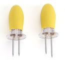 Steel Corn BBQ Forks Outdoor Party Kitchen Tool Yellow T3W8