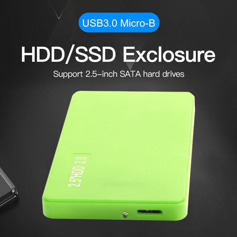 2.5 HDD SSD Case SATA to USB 3.0 Hard Drive Enclosure Support 8TB (Green)
