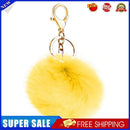 Fluffy Fur Pom Keychain Soft Plush Faux Rabbit Fur Ball Pendant (Yellow)