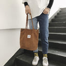 Women Fashion Corduroy Autumn Winter Large Capacity Shoulder Shopping Tote Bags
