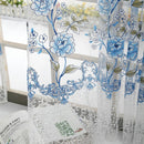 2pcs Peony Curtain Living Room Bedroom Home Door Window Curtain (Blue)