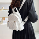 Women Leather Backpack Rhombus Fashion Student Girls Shoulder School Bag Mochila