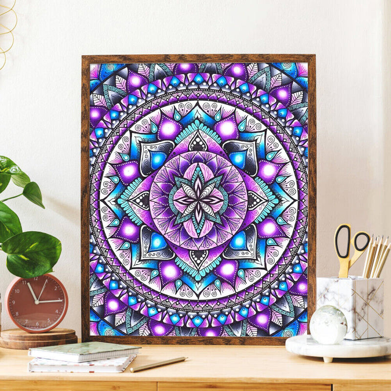 5D DIY Full Drill Cross Stitch Diamond Painting Purple Mandala Mosaic Wall Decor