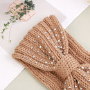 Winter Head Wrap Ear Warmer  Knit Headband  Rhinestone Crochet Hair Band  Bead