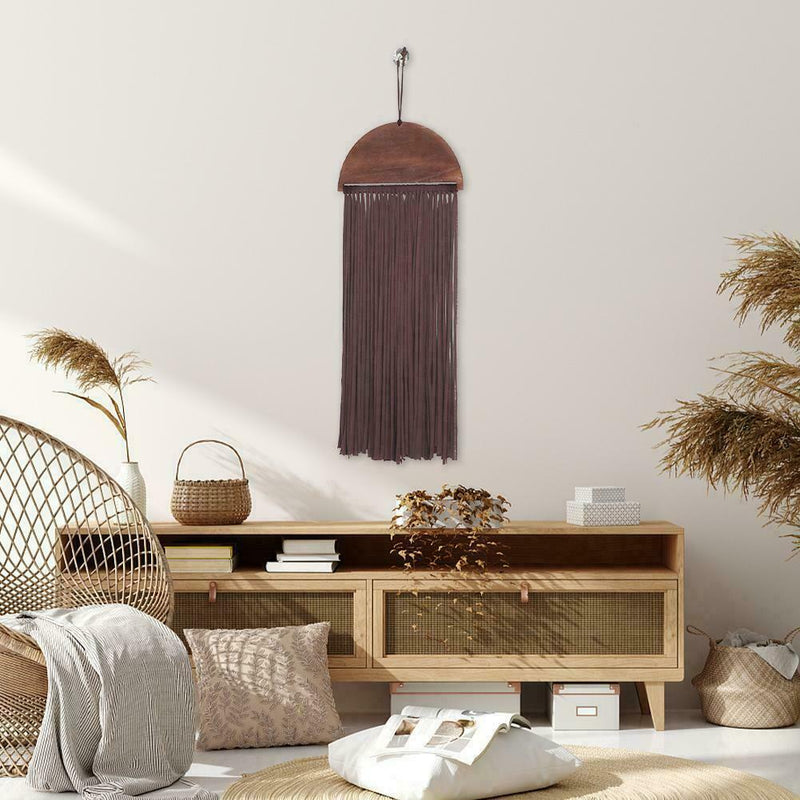 Boho Tassel Tapestry Large Wall Hanging Hand-Woven Decor Brown Home F7N4