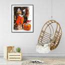Pumpkin Cat Full Round Drill Mosaic Rhinestone Handmade Home Art Pictures