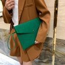 Women Felt Solid Color Envelop Bag Large Capacity Clutch Bags (Green)