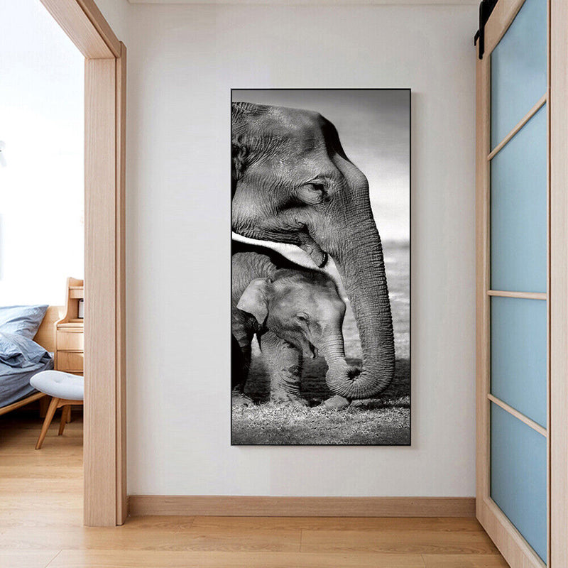 Elephant Mom and Kid Oil Paint By Numbers DIY Home Decoration Gift Wall Art Kit