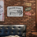 Fishing Club Sheet Metal Drawing Metal Painting Tin Wall Home Poster Room Sign