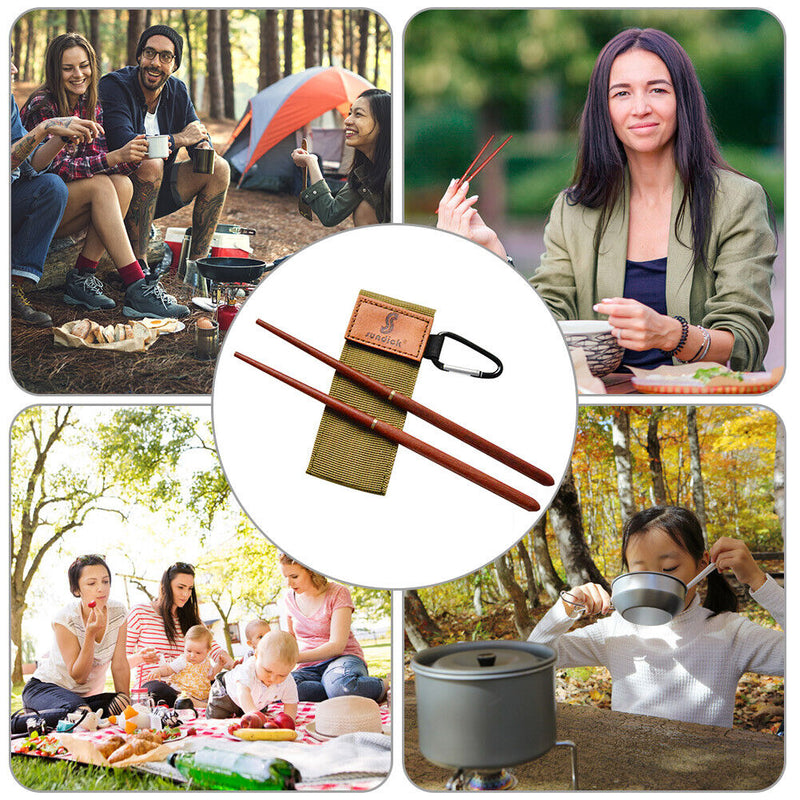 1 Pair Wooden Folding Chopsticks Outdoor Camping Tableware Portable Chopstick