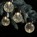 LED Solar Lamp Cracked Glass Ball Hanging Light Waterproof Garden Decor (B)